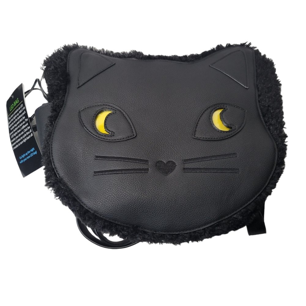 Black Cat Fur Trim Backpack